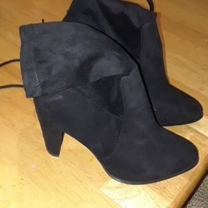 Cute black draw string ankle boots